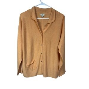 J. Jill Peach Cashmere Collared Button Front Cardigan Medium